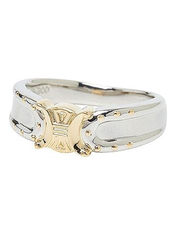 Céline Celine Pt900 Platinum 18KYG Yellow Gold Macadam Logo Design Ring - Women's CELINE 1 (view 2)