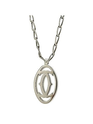 Cartier Cartier 2C motif pendant top/head/charm necklace in silver with aftermarket chain. (view 1)