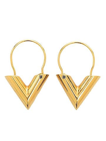 Louis Vuitton Louis Vuitton Essential V Earrings M61088 Gold Plated Women's LOUIS VUITTON (view 2)