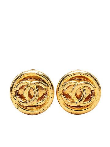 Chanel Chanel Coco Mark Vintage Round Earrings 93P Gold Plated GP Women's CHANEL (view 1)