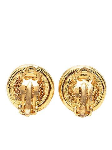 Chanel Chanel Coco Mark Vintage Round Earrings 93P Gold Plated GP Women's CHANEL (view 2)