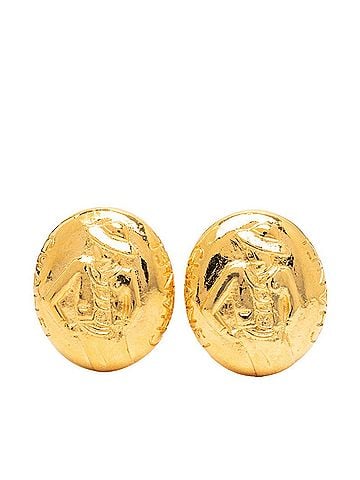 Chanel Chanel Mademoiselle Logo Earrings, Gold Plated (GP), Women's. (view 1)