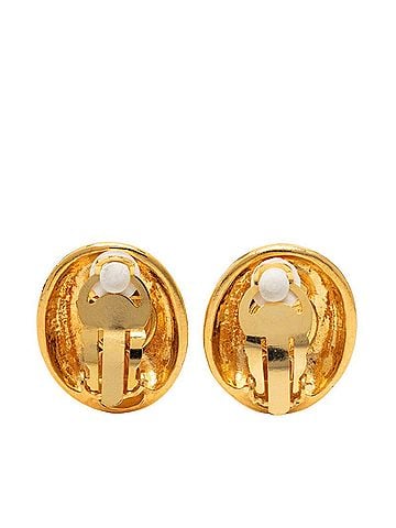 Chanel Chanel Mademoiselle Logo Earrings, Gold Plated (GP), Women's. (view 2)