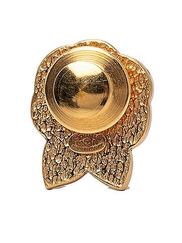 Chanel Chanel Coco Mark Camellia Pin Brooch Pins 02A Gold Black Plated Faux Pearl Women's CHANEL (view 2)