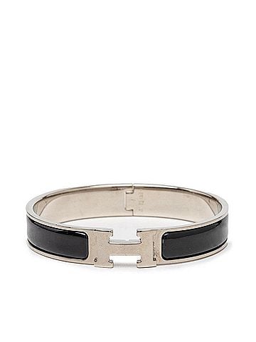 Hermès Hermes Click H GM Bracelet Bangle Silver Black Metal Enamel Women's HERMES (view 1)