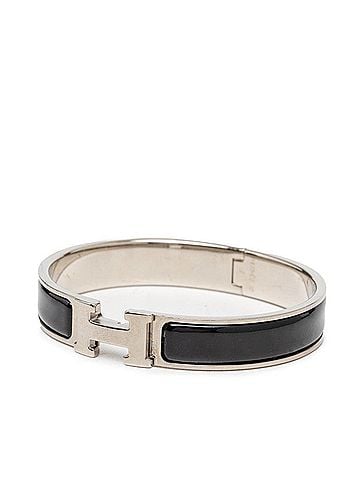 Hermès Hermes Click H GM Bracelet Bangle Silver Black Metal Enamel Women's HERMES (view 2)