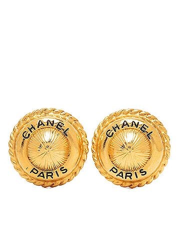 Chanel Chanel Vintage Logo Earrings, Gold Plated, Women's CHANEL (view 1)
