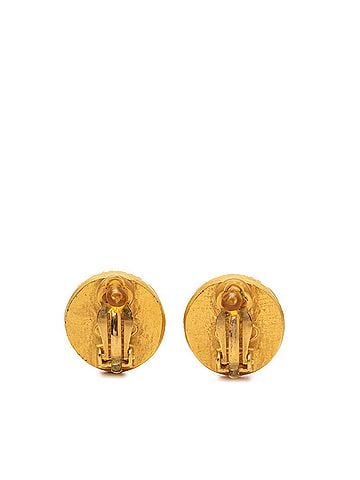Chanel Chanel Vintage Coco Mark Earrings, Gold and Black Plated, Women's CHANEL (view 2)