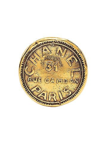 Chanel Chanel 31 RUE CAMBON Logo Round Brooch Gold Plated GP Women's CHANEL (view 1)