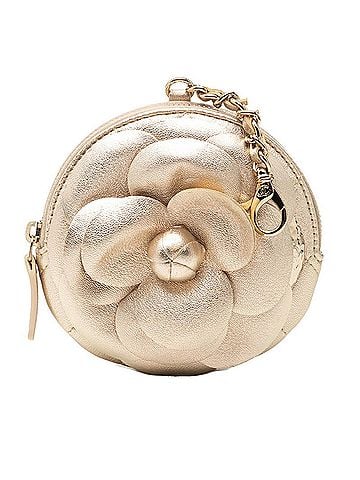 Chanel Chanel Camellia Matelassé Wallet/Coin Purse, Gold Lambskin, Women's CHANEL (view 1)