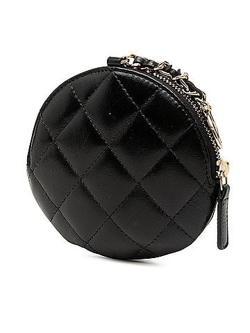 Chanel Chanel Camellia Matelassé Wallet/Coin Purse, Black Lambskin, Women's. (view 2)