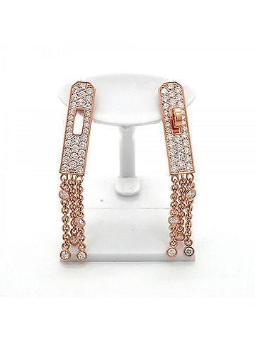 Hermès Hermes Kelly Gau Roche Earrings, 18K Pink Gold, Diamond, Women's (view 2)