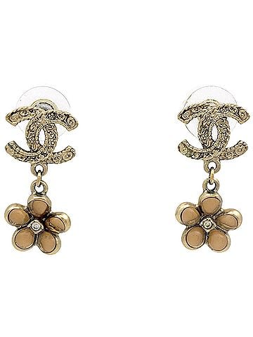 Chanel Chanel earrings, Coco Mark flower swing, GP rhinestone, gold, for women. (view 1)