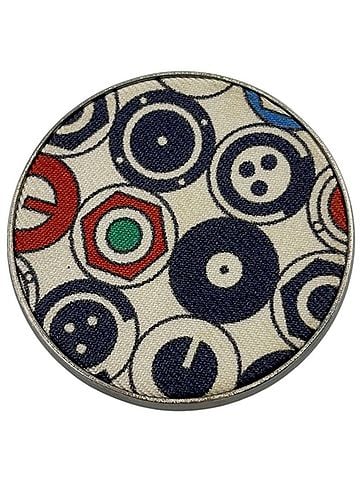 Hermès Hermes brooch, Liverpool MM, button pattern, pin badge, metal, silk, white multicolor, women's. (view 1)