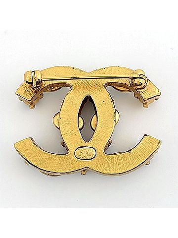 Chanel Chanel brooch, Coco Mark, GP (Gold Plated), colored stone, gold, women's. (view 2)