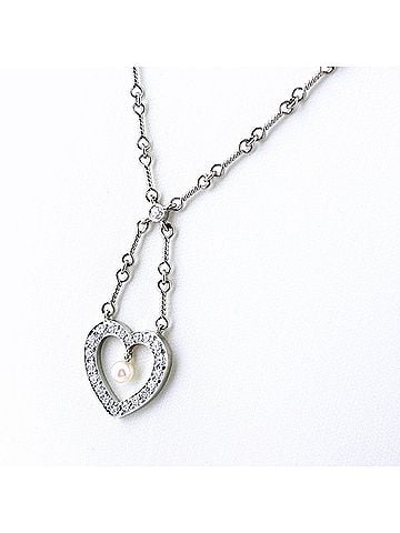 Tiffany & Co. Tiffany &amp; Co. Pearl Necklace, Platinum, with Small Diamond Pendant, Pt950, Diamond, Women's. (view 1)