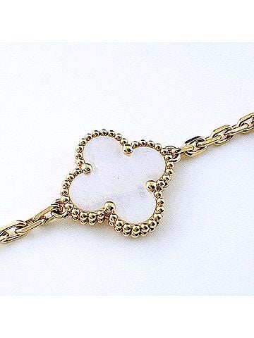 Van Cleef & Arpels Van Cleef &amp; Arpels Vintage Alhambra Bracelet, Yellow Gold (YG), 5 Motifs, Mother-of-Pearl 750 Gold, Women's. (view 2)