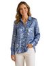 Spiegel 100% Silk Leopard Print Floral Blue Button-Down Shirt Size 4 - photo 1