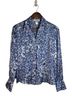 Spiegel 100% Silk Leopard Print Floral Blue Button-Down Shirt Size 4 - photo 2