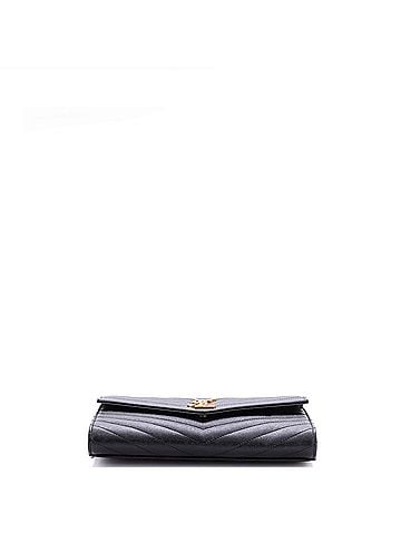 Saint Laurent Classic Monogram Envelope Wristlet Clutch Matelasse Chevron Leather (view 2)