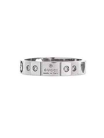 Gucci Icon 10 Diamonds Heart Band Ring 18K White Gold and Diamonds Thin (view 1)