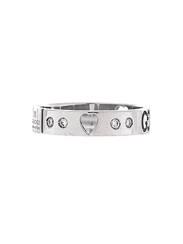 Gucci Icon 10 Diamonds Heart Band Ring 18K White Gold and Diamonds Thin (view 2)