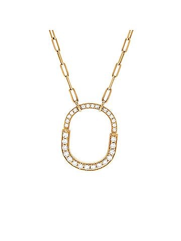 Tiffany & Co. Lock Motif Pendant Necklace 18K Yellow Gold and Pave Diamonds Medium (view 1)