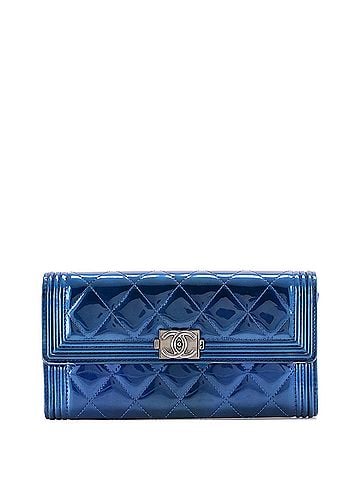 Chanel Boy Flap Wallet Quilted Patent Long (view 1)
