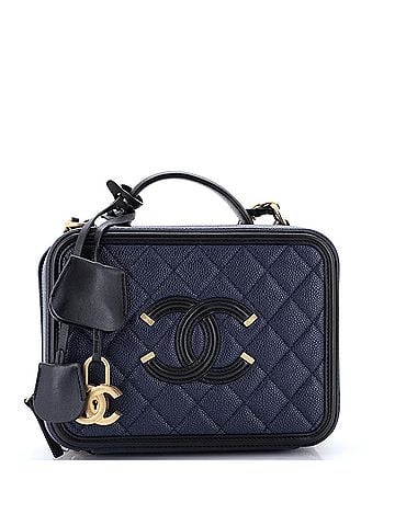 Chanel Filigree Vanity Case Quilted Caviar Medium (view 1)