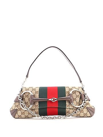 Gucci Horsebit NM Web Chain Clutch GG Canvas Medium (view 1)