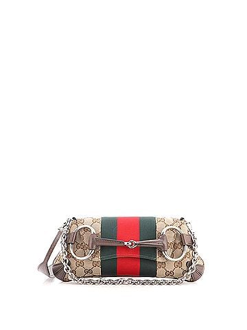 Gucci Horsebit NM Web Chain Clutch GG Canvas Small (view 1)