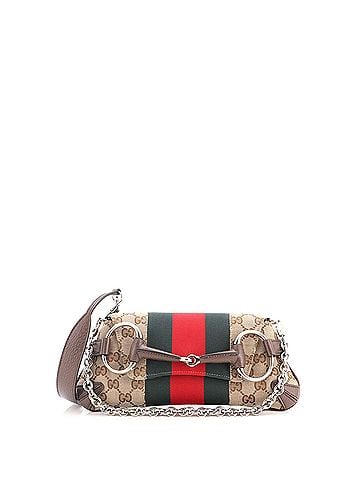 Gucci Horsebit NM Web Chain Clutch GG Canvas Small (view 1)