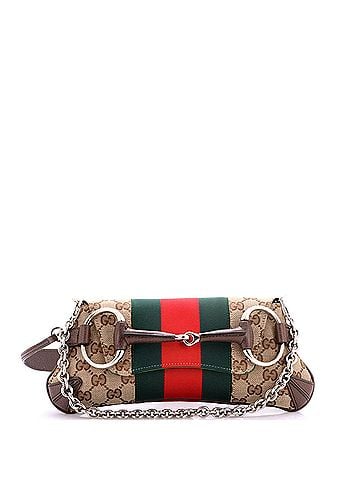 Gucci Horsebit NM Web Chain Clutch GG Canvas Small (view 1)