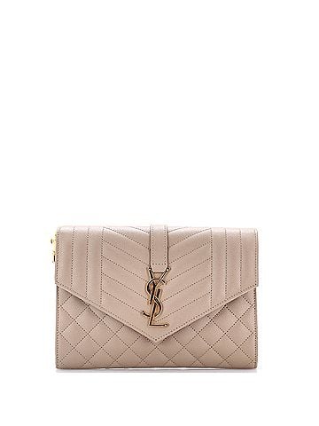 Saint Laurent Classic Monogram Envelope Wristlet Clutch Mixed Matelasse Leather (view 1)