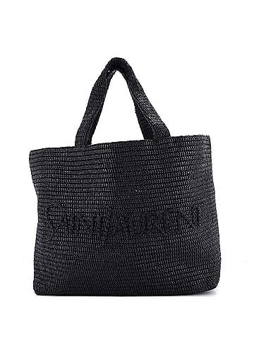 Saint Laurent Logo Supple Tote Embroidered Raffia (view 1)