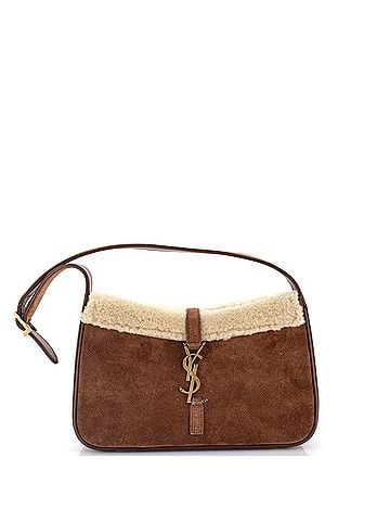 Saint Laurent Le 5 a 7 Hobo Suede with Shearling Small (view 1)
