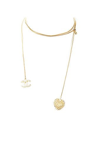 Chanel CC Rhinestone Heart Pendant Necklace (view 1)