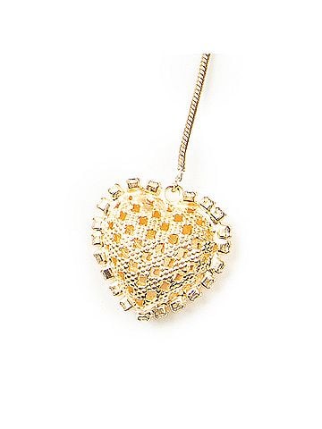 Chanel CC Rhinestone Heart Pendant Necklace (view 2)