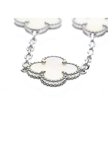Van Cleef & Arpels Van Cleef &amp; Arpels Vintage Alhambra Bracelet White Gold (18K) Mother Of Pearl Charm Bracelet Silver (view 2)