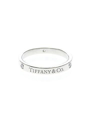 Tiffany & Co. Tiffany Flat Band Ring With Diamonds Platinum Fashion Diamond Band Ring Silver (view 1)