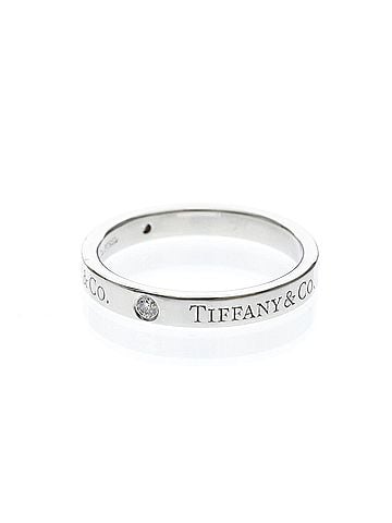Tiffany & Co. Tiffany Flat Band Ring With Diamonds Platinum Fashion Diamond Band Ring Silver (view 2)