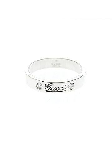 Gucci Gucci Icon Print Ring With 2 Diamonds White Gold (18K) Fashion Diamond Band Ring Silver (view 1)