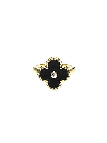 Van Cleef & Arpels Van Cleef &amp; Arpels Vintage Alhambra Ring, Yellow Gold, Onyx. Condition Rank A. Weight: 6.6g. (view 1)