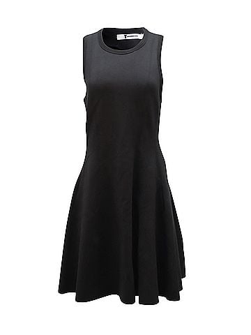 Alexander Wang T by Alexander Wang Fit and Flare Dress in Black Rayon (view 1)