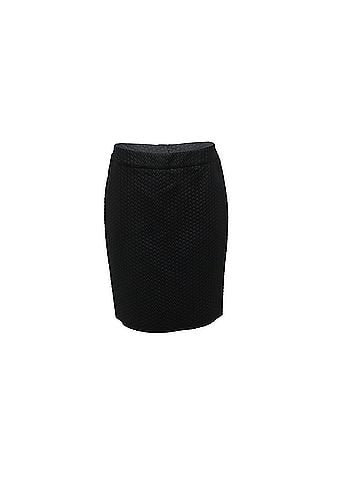 Giorgio Armani Armani Collezioni Textured Pencil Skirt in Black Polyester (view 1)