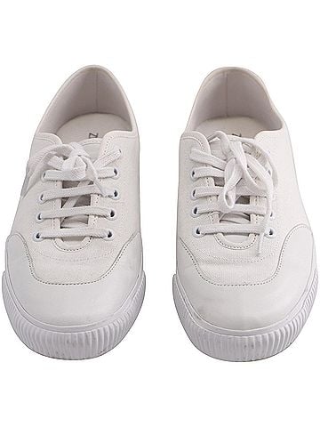 Zimmermann Zimmermann Leather-Trimmed Sneakers in White Canvas (view 2)