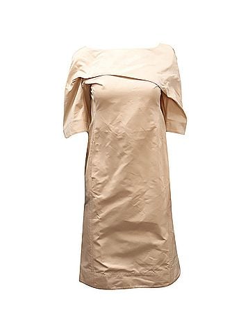 Jil Sander Jil Sander Short Sleeves Midi Dress in Nude Polyester (view 1)