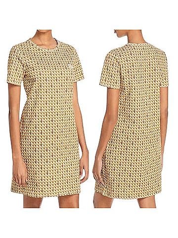 Tory Burch Cotton Basketweave T-Shirt Cotton Shift Logo Dress Casual Dress (view 1)