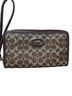 Coach Print Brown Tan Leather Wristlet One size - photo 1