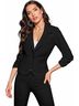 Noir Lord &amp; Taylor Black Ruched Sleeve One Button Ponte Career Office Blazer Blazer - photo 4